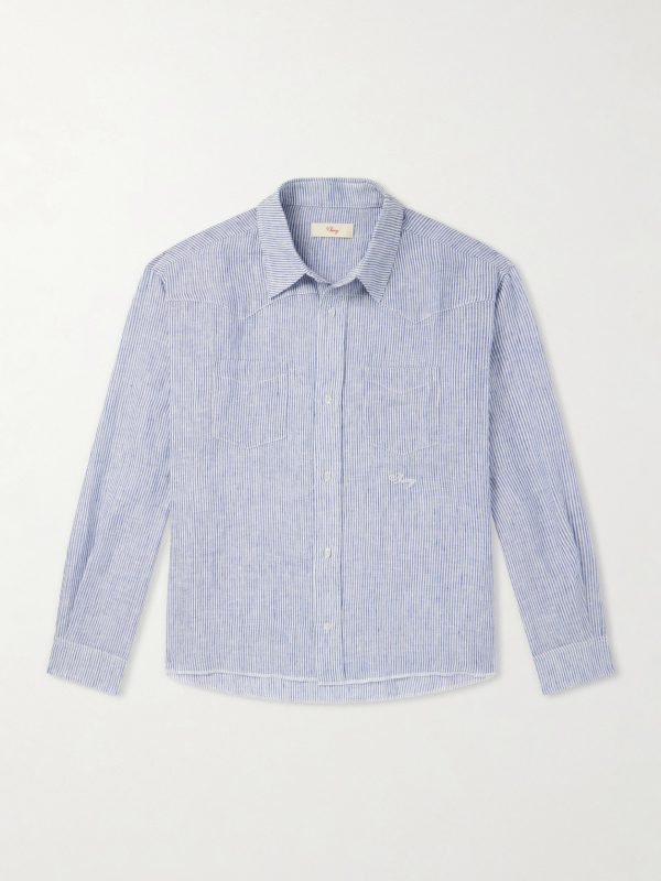 Striped Linen Western Shirt Striped Linen Western Shirt
