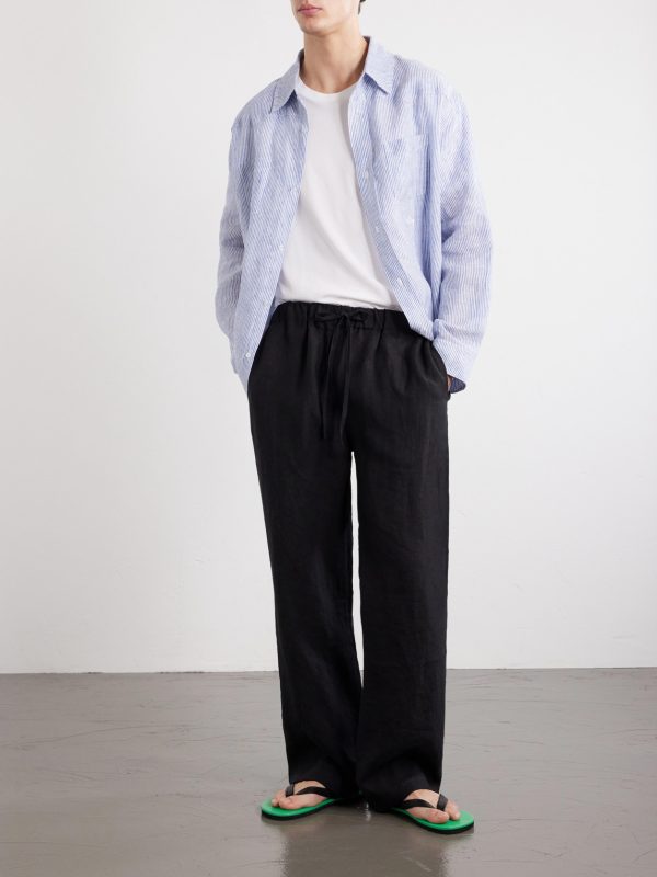 Striped Linen Western Shirt - OU Striped Linen Western Shirt - OU