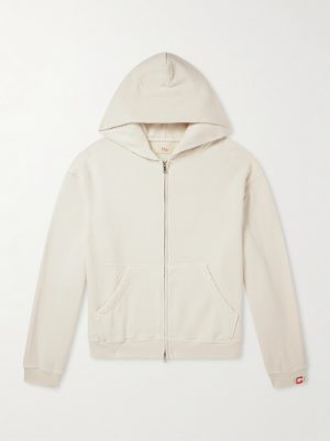 Distressed Cotton-Fleece Zip-Up Hoodies