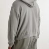 Distressed Cotton-Fleece Zip-Up Hoodies - BK