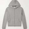 Distressed Cotton-Fleece Zip-Up Hoodies