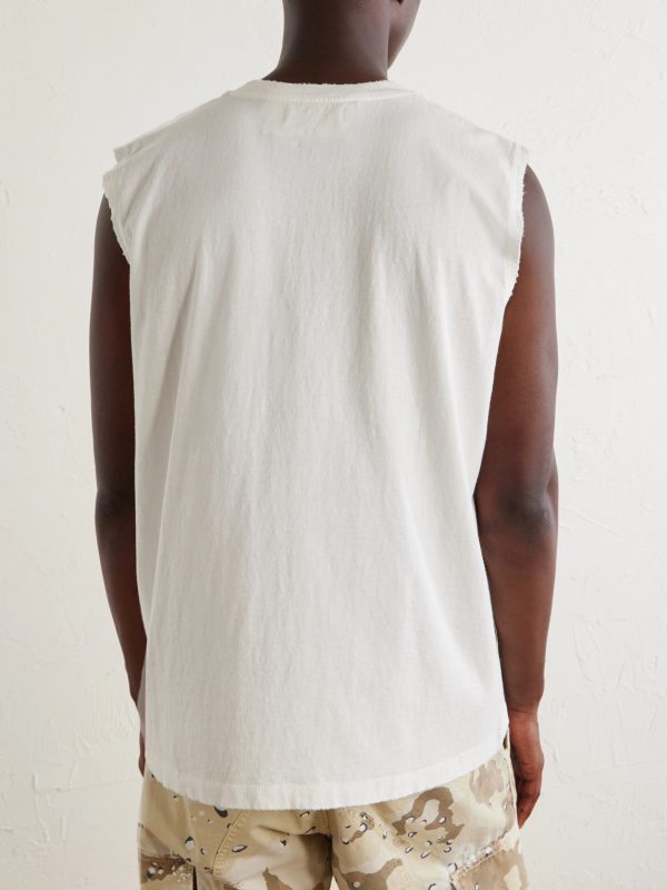 Logo-Printed Distressed Cotton-Jersey Tank Top - BK