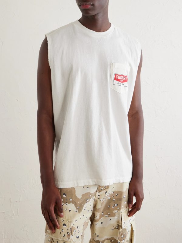 Logo-Printed Distressed Cotton-Jersey Tank Top - FR