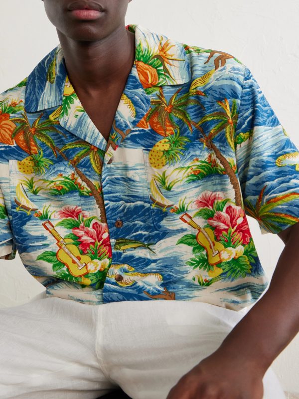 Camp-Collar Logo-Printed Poplin Shirt - CU Camp-Collar Logo-Printed Poplin Shirt - CU