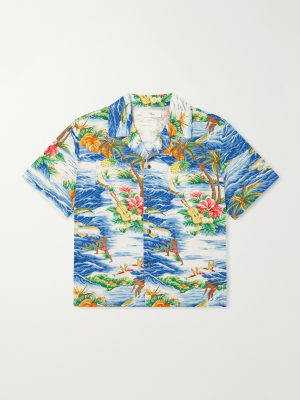 Camp-Collar Logo-Printed Poplin Shirt Camp-Collar Logo-Printed Poplin Shirt