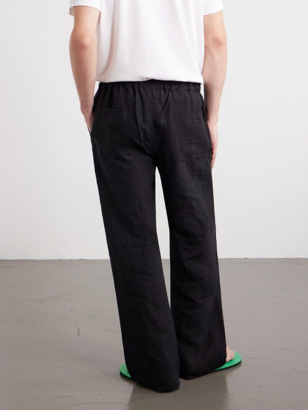 Wide-Leg Linen Trousers - BK Wide-Leg Linen Trousers - BK
