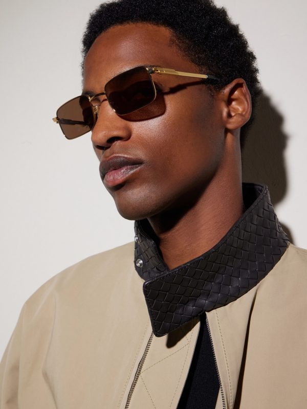Square-Frame Gold-Tone Metal Sunglasses - BK Square-Frame Gold-Tone Metal Sunglasses - BK