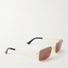 Square-Frame Gold-Tone Metal Sunglasses - FR Square-Frame Gold-Tone Metal Sunglasses - FR