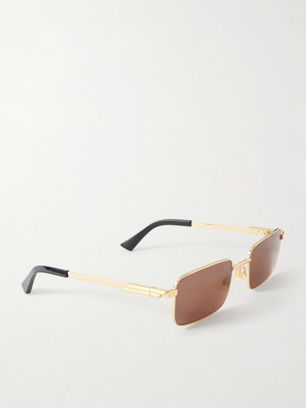 Square-Frame Gold-Tone Metal Sunglasses - FR Square-Frame Gold-Tone Metal Sunglasses - FR