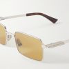 Square-Frame Silver-Tone Metal Sunglasses - CU