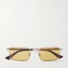 Square-Frame Silver-Tone Metal Sunglasses