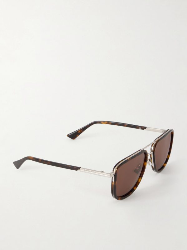 Aviator-Style Silver-Tone and Tortoiseshell Acetate Sunglasses - FR Aviator-Style Silver-Tone and Tortoiseshell Acetate Sunglasses - FR