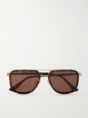 Aviator-Style Silver-Tone and Tortoiseshell Acetate Sunglasses Aviator-Style Silver-Tone and Tortoiseshell Acetate Sunglasses