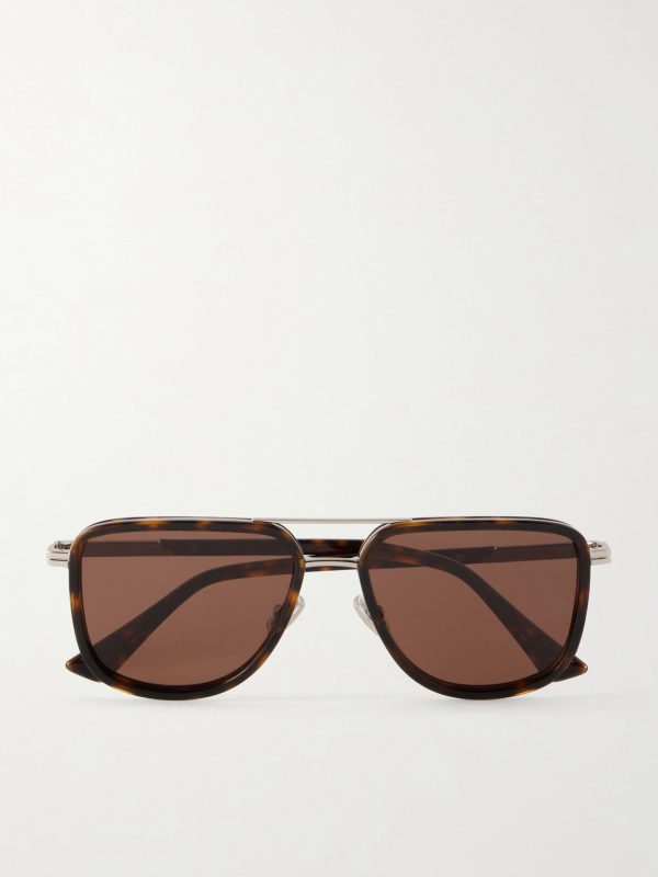 Aviator-Style Silver-Tone and Tortoiseshell Acetate Sunglasses Aviator-Style Silver-Tone and Tortoiseshell Acetate Sunglasses