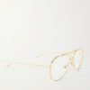 Round-Frame Gold-Tone Metal Glasses - FR