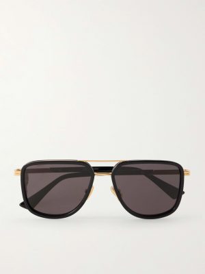 Aviator-Style Acetate and Gold-Tone Sunglasses