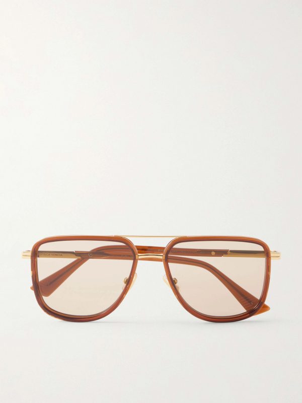 Aviator-Style Gold-Tone and Acetate Sunglasses Aviator-Style Gold-Tone and Acetate Sunglasses