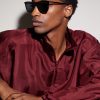 Squared-Frame Acetate Sunglasses - BK Squared-Frame Acetate Sunglasses - BK