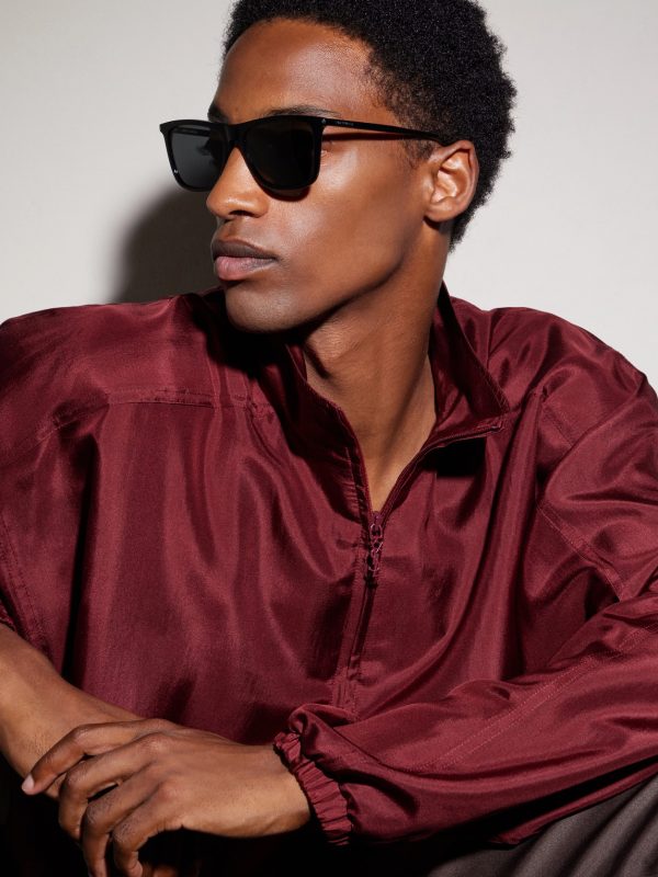 Squared-Frame Acetate Sunglasses - BK Squared-Frame Acetate Sunglasses - BK