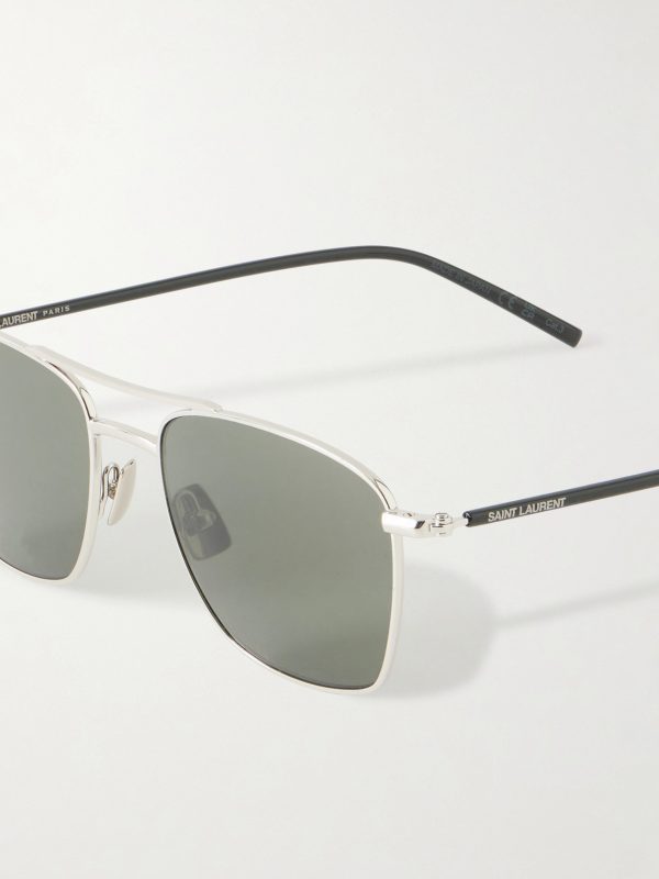 Aviator-Style Silver-Tone Sunglasses - CU