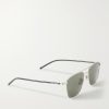 Aviator-Style Silver-Tone Sunglasses - FR