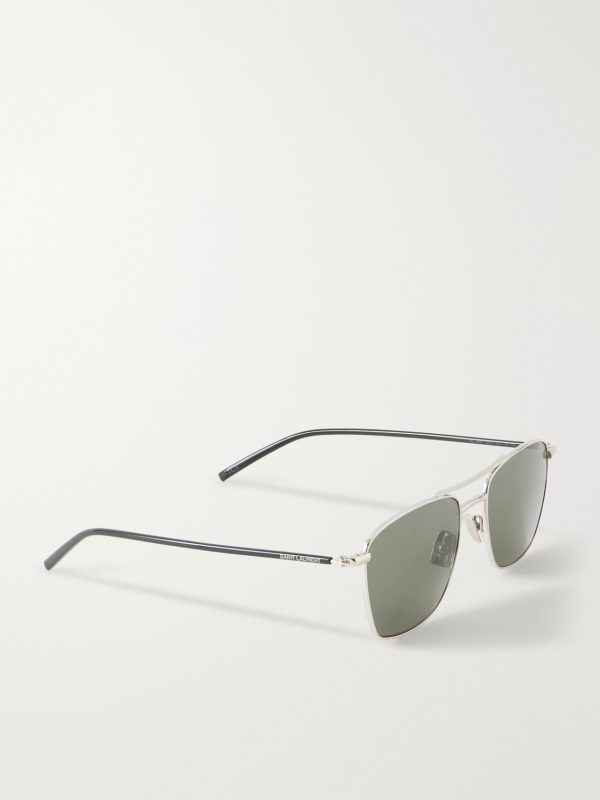 Aviator-Style Silver-Tone Sunglasses - FR