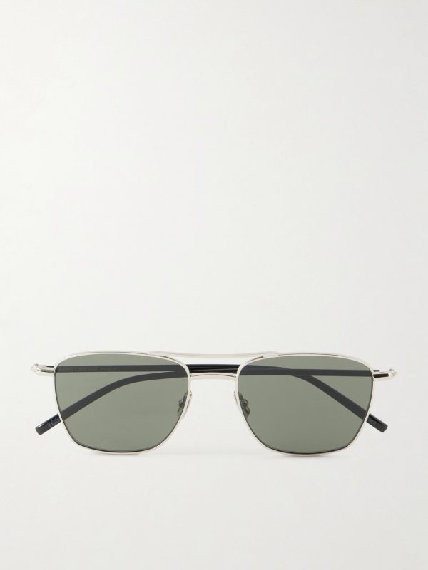 Aviator-Style Silver-Tone Sunglasses