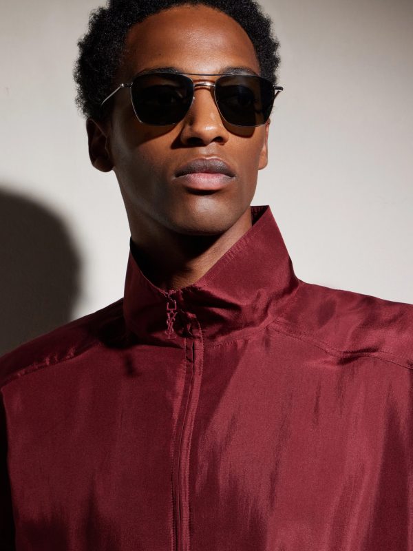 Aviator-Style Silver-Tone Sunglasses - OU