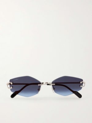 Round-Frame Silver-Tone and Acetate Sunglasses