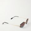 Squared-Frame Metal Sunglasses - FR