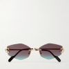 Squared-Frame Metal Sunglasses
