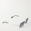 Squared-Frame Metal Sunglasses - FR