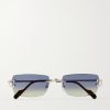 Squared-Frame Metal Sunglasses