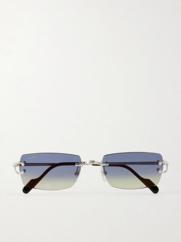 Squared-Frame Metal Sunglasses