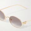 Rounded-Frame Metal Sunglasses - CU Rounded-Frame Metal Sunglasses - CU