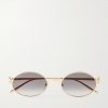 Rounded-Frame Metal Sunglasses Rounded-Frame Metal Sunglasses