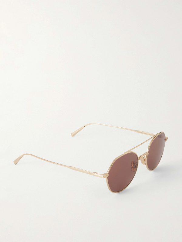 DiorBlackSuit R6U Aviator-Style Gold-Tone Sunglasses - FR