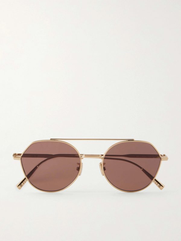 DiorBlackSuit R6U Aviator-Style Gold-Tone Sunglasses