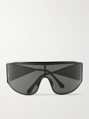 Speed Shield Black Mask Metal Sunglasses