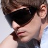 Speed Shield Black Mask Metal Sunglasses - OU
