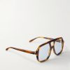 Aviator-Style Tortoiseshell Acetate Sunglasses - FR Aviator-Style Tortoiseshell Acetate Sunglasses - FR