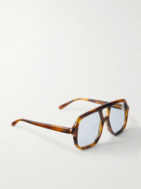 Aviator-Style Tortoiseshell Acetate Sunglasses - FR Aviator-Style Tortoiseshell Acetate Sunglasses - FR