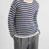Eyelet Striped Open-Knit Cotton Sweater - FR