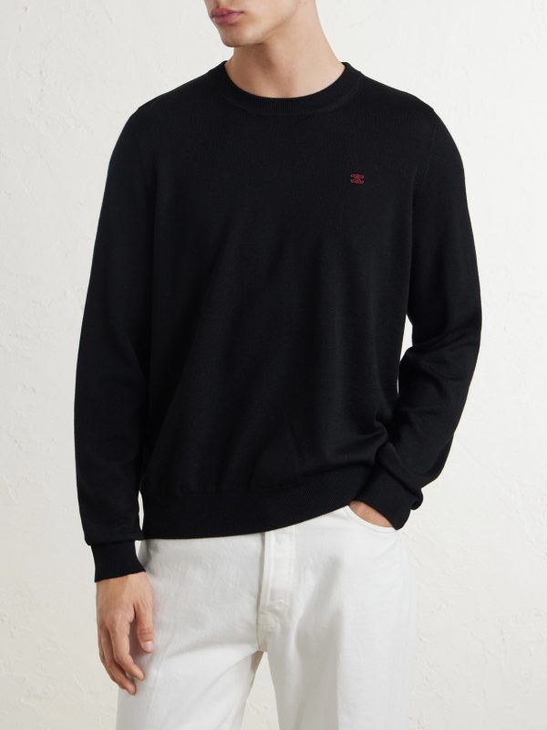 Triomphe-Embroidered Wool Sweater - FR