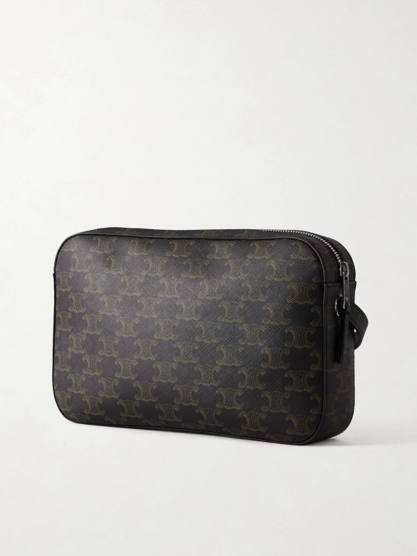 Triomphe-Print Textured-Canvas Messenger Bag - BK Triomphe-Print Textured-Canvas Messenger Bag - BK