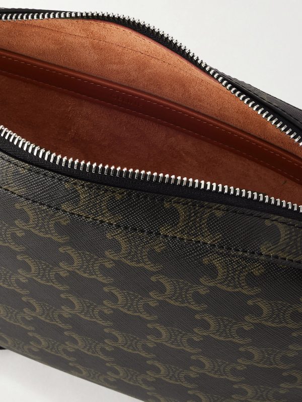 Triomphe-Print Textured-Canvas Messenger Bag - E1 Triomphe-Print Textured-Canvas Messenger Bag - E1