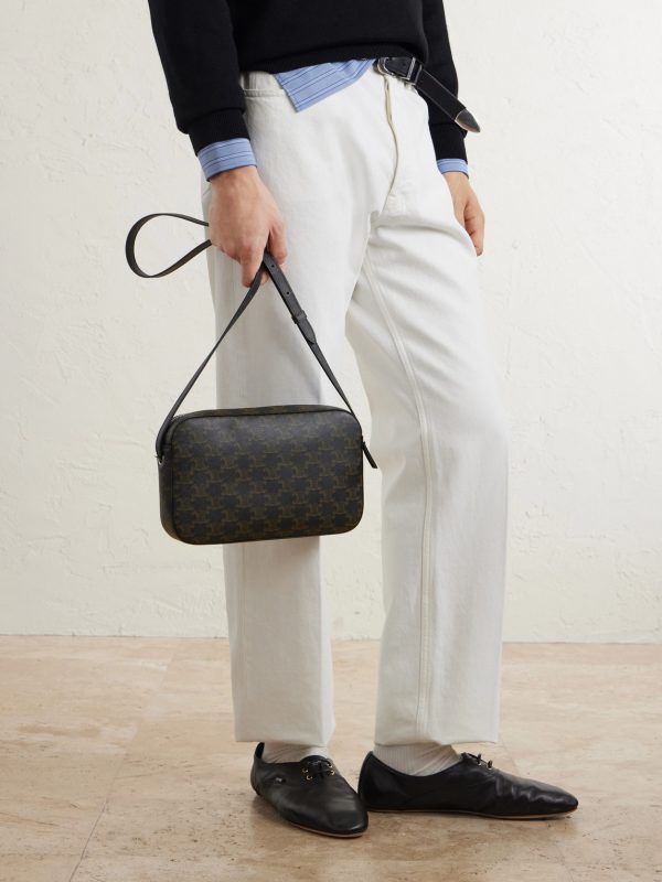 Triomphe-Print Textured-Canvas Messenger Bag - FR Triomphe-Print Textured-Canvas Messenger Bag - FR