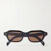 Rectangular-Frame Acetate Sunglasses