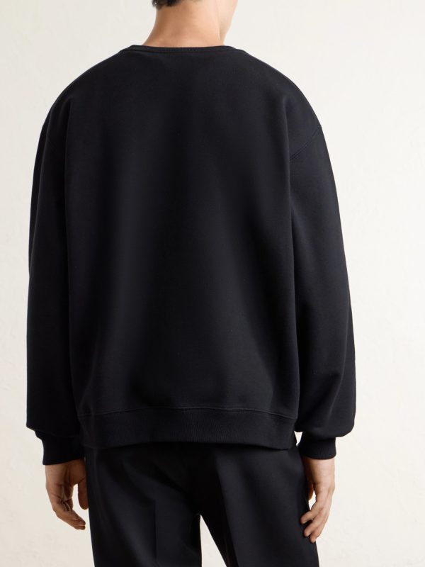 Triomphe-Embroidered Cotton-Fleece Sweatshirt - BK Triomphe-Embroidered Cotton-Fleece Sweatshirt - BK