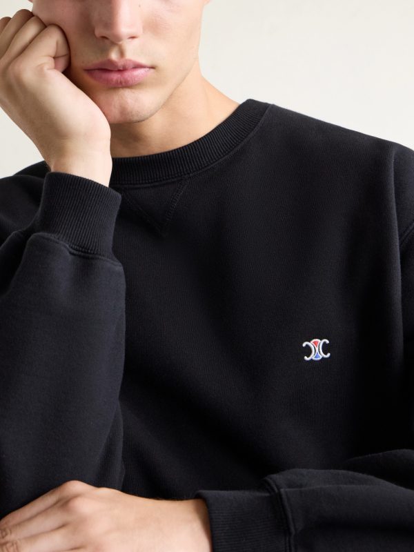 Triomphe-Embroidered Cotton-Fleece Sweatshirt - CU Triomphe-Embroidered Cotton-Fleece Sweatshirt - CU